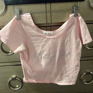 Pink baby tee crop top